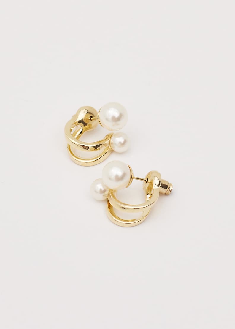Double pearl shop stud earrings