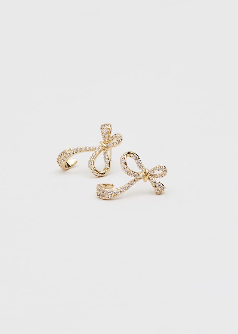 Gold online ribbon earrings