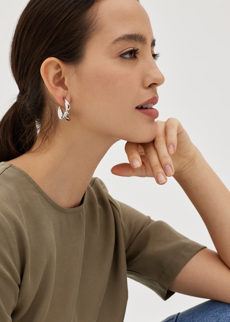 Chunky silver earrings outlet