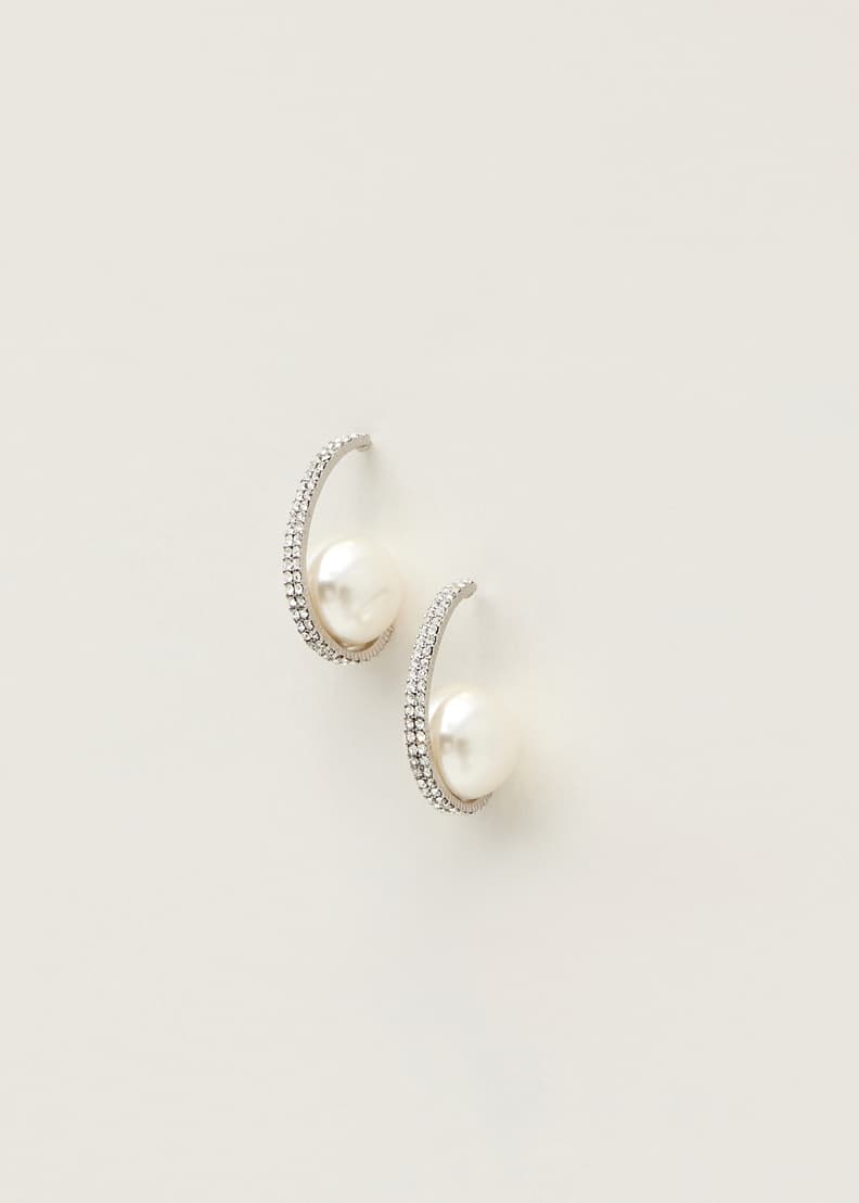 White pearl hoop earrings outlet