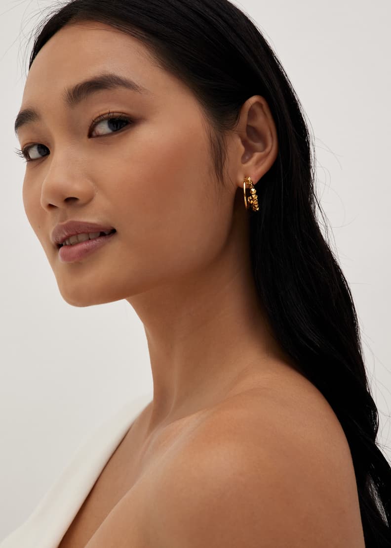 Gold geometric hoop earrings outlet