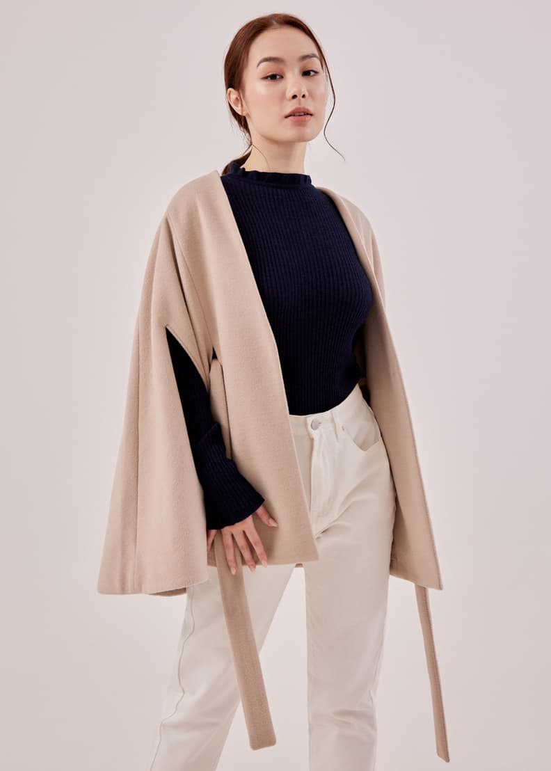 Vaeda Sash Tie Cape Coat