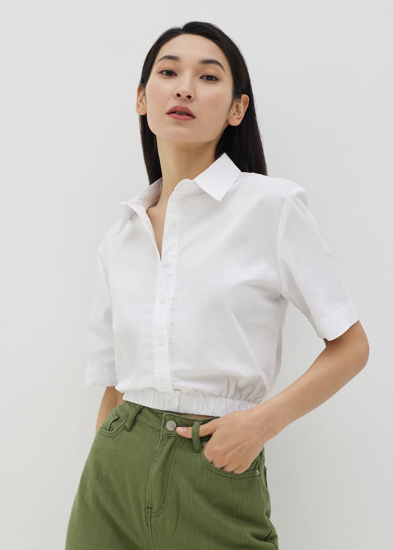 Buy Daria Elastic Waist Crop Shirt @ Love, Bonito Singapore | Shop Women's  Fashion Online | Love, Bonito SG