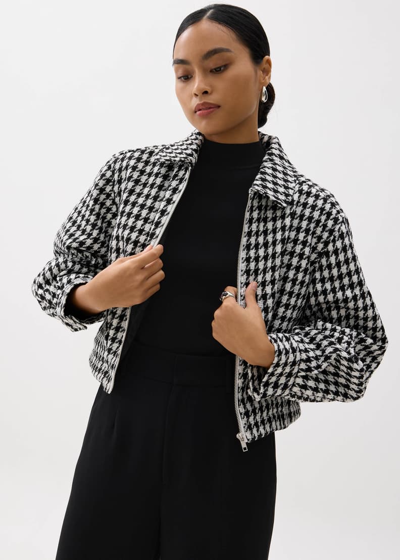【本物保証】 Houndstooth Quilted Bomber Jacket | Love, Bonito SG ジャケット・アウター