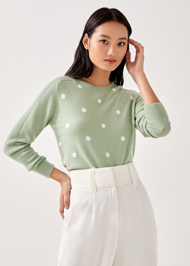 White polka dot sweater online