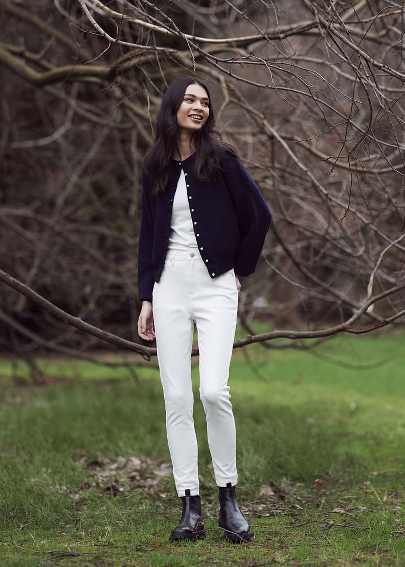 White balloon sleeve cardigan best sale