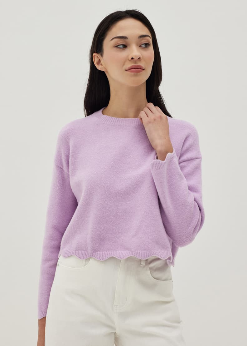 Buy Clea Wool Blend Scallop Hem Sweater Love Bonito Singapore