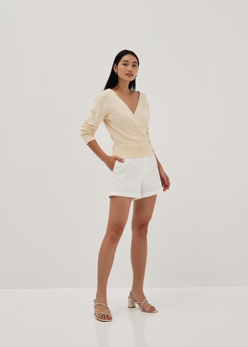 Everly Surplice Front Knit Sweater | Love, Bonito ID