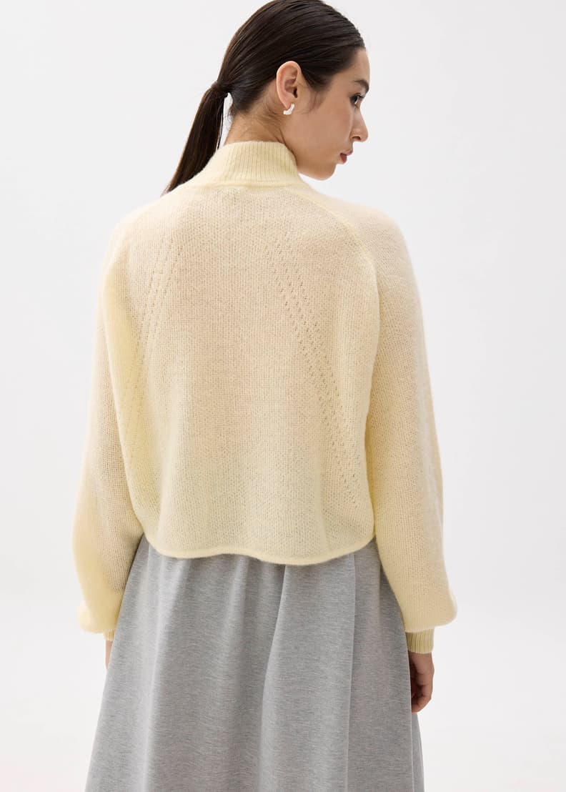 COSYHARU】Mohair button henley neck 2Plan Paisley Full Milano Angora Blend Turtleneck Jumper | Love