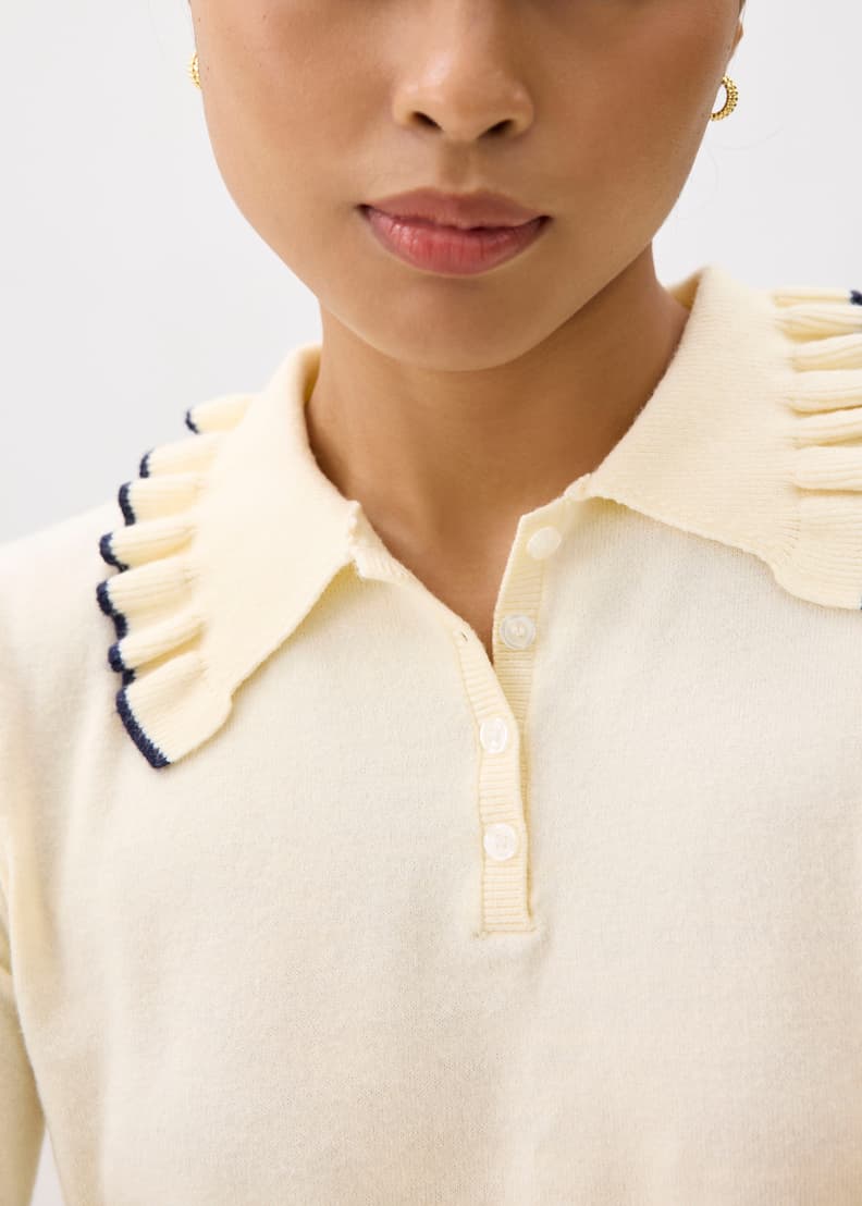 Ruffle collar top on sale