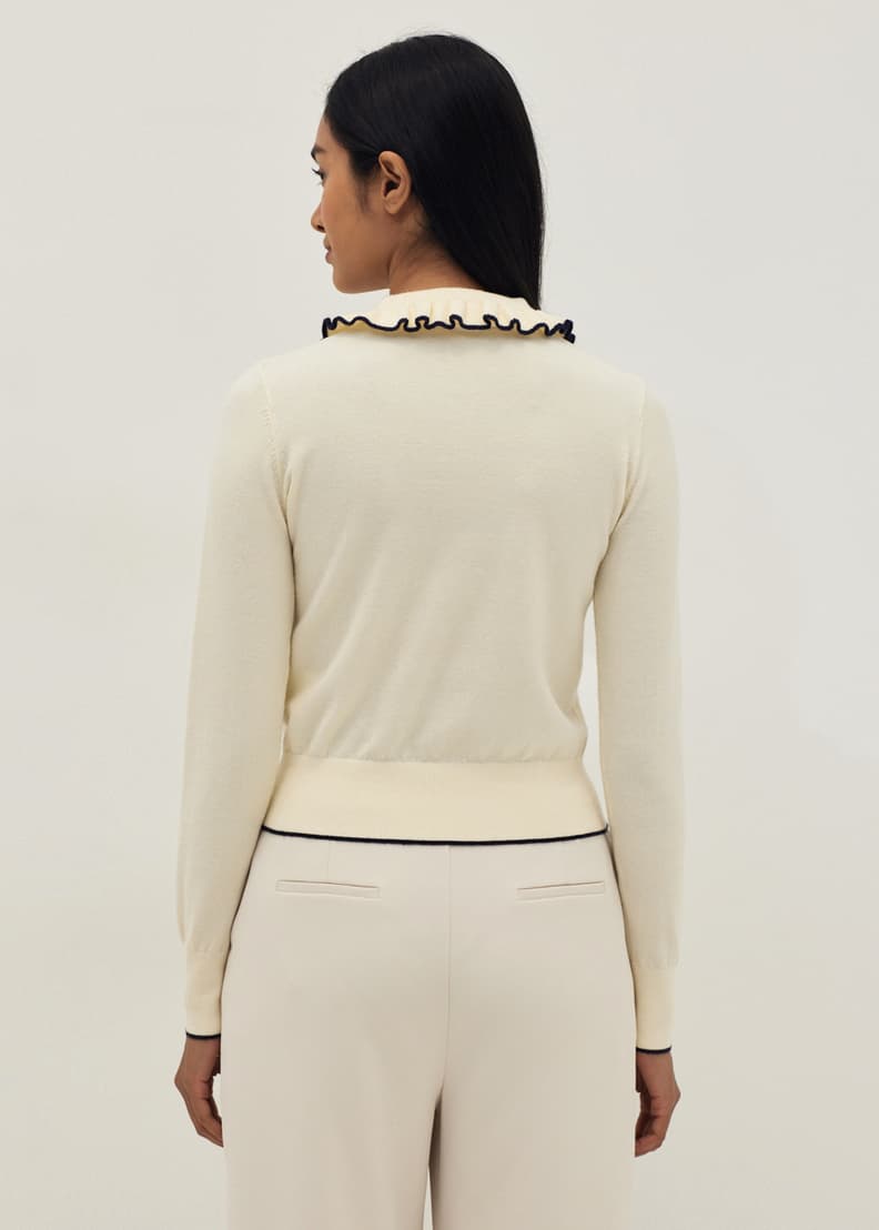 Ruffle polo neck top on sale
