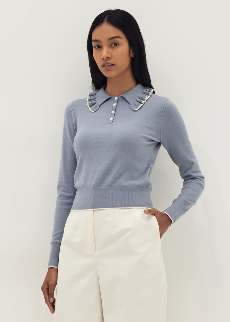 White polar neck top sale