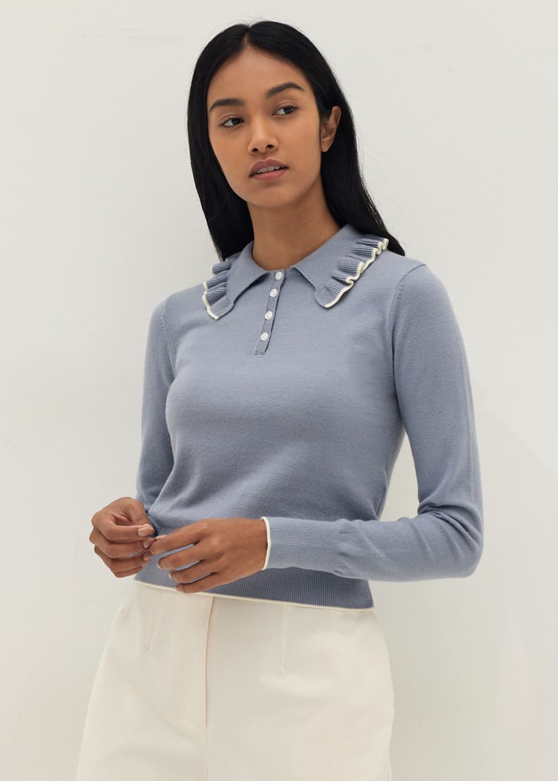 Frill polo discount neck top