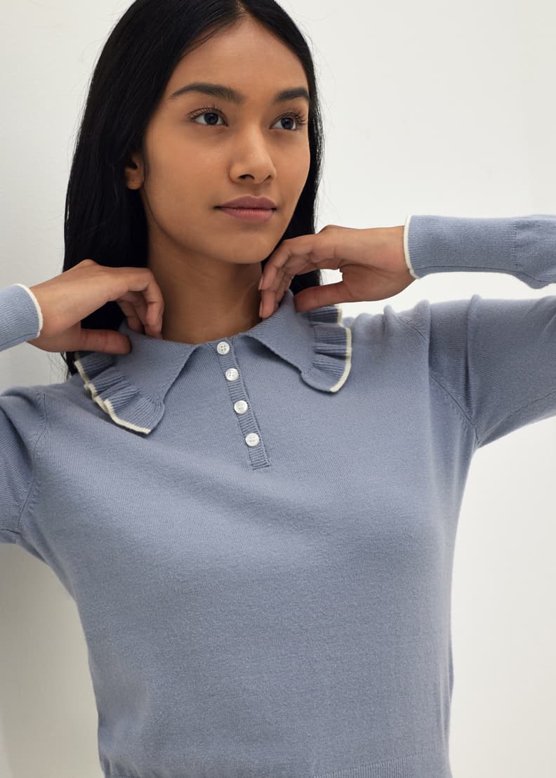 Frill polo clearance neck top