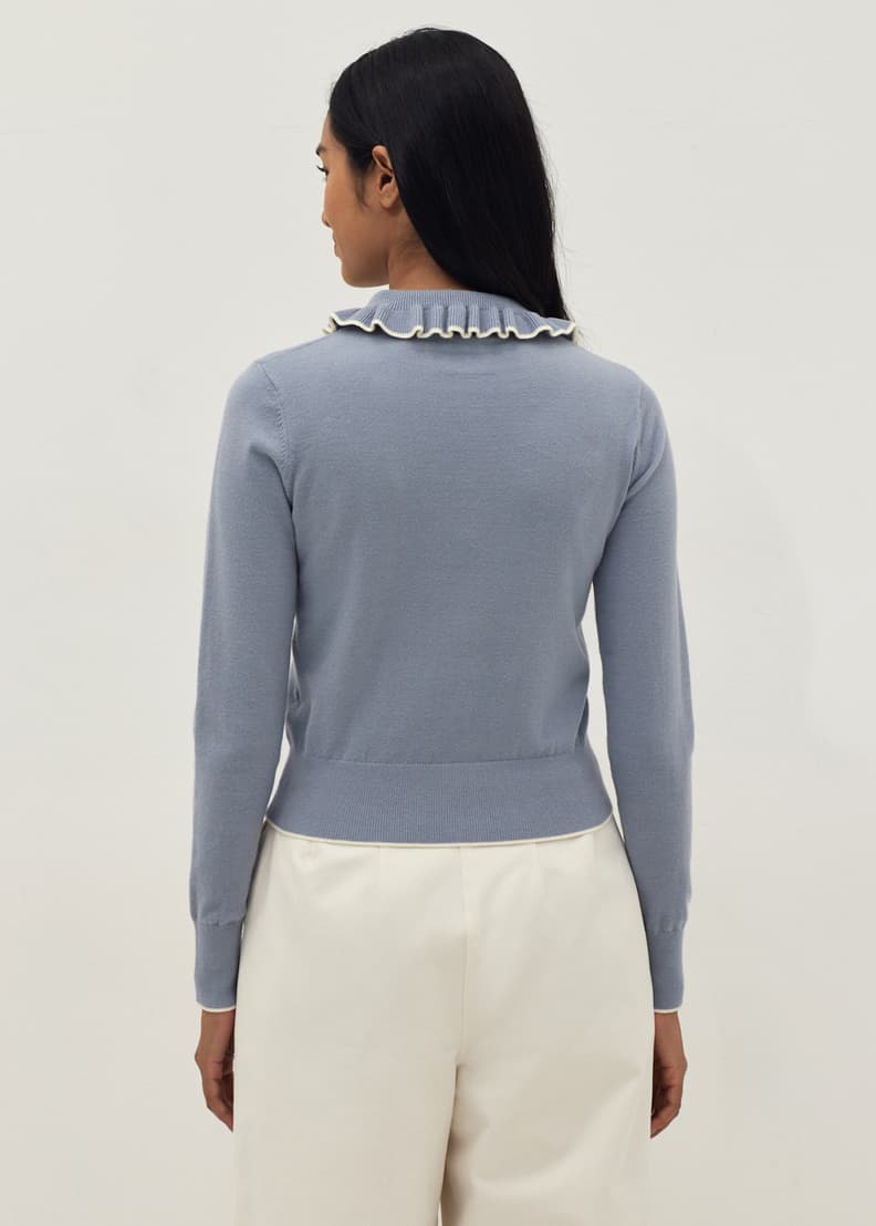 Frill polo top neck top