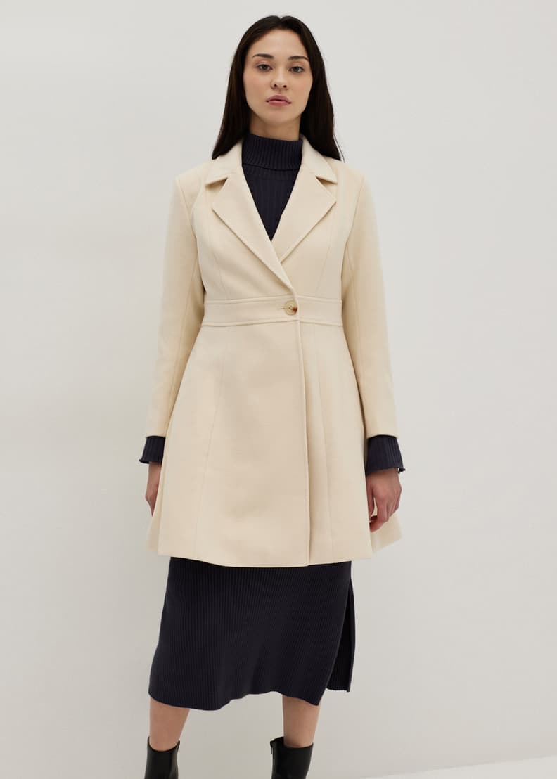Fit and flare long coat outlet