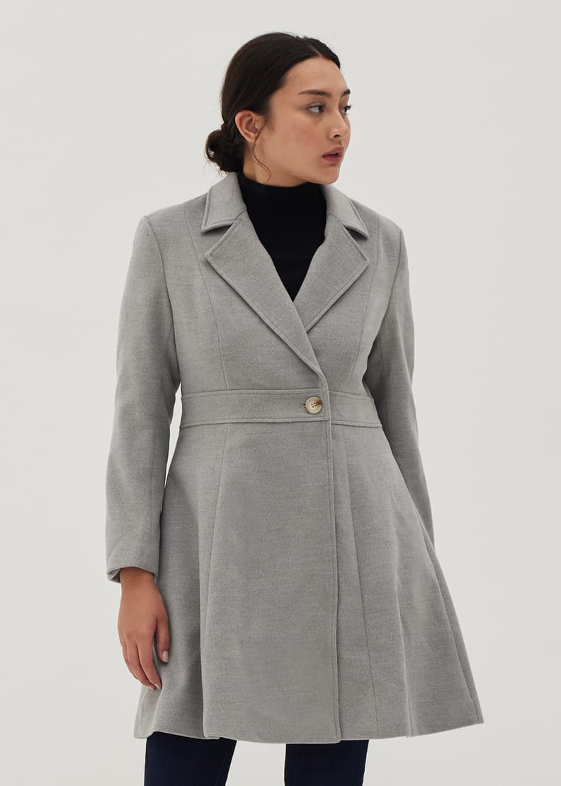 Grey fit discount and flare coat
