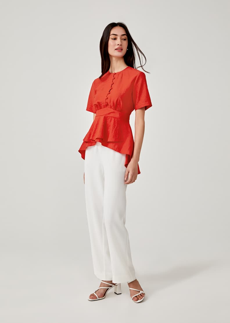 Elisabeth Linen Peplum Top | Love, Bonito SG