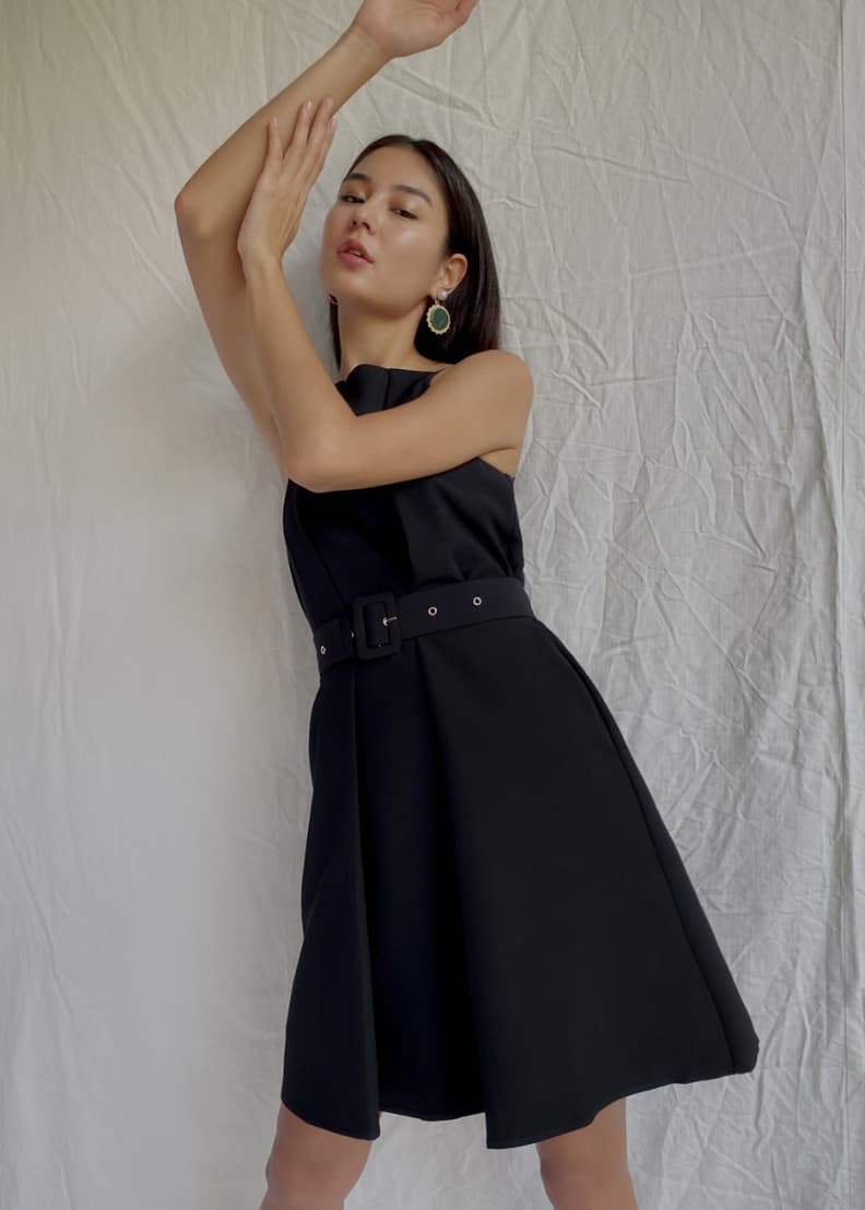 Belted shift dress clearance