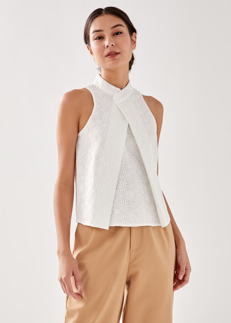 White high hot sale neck top