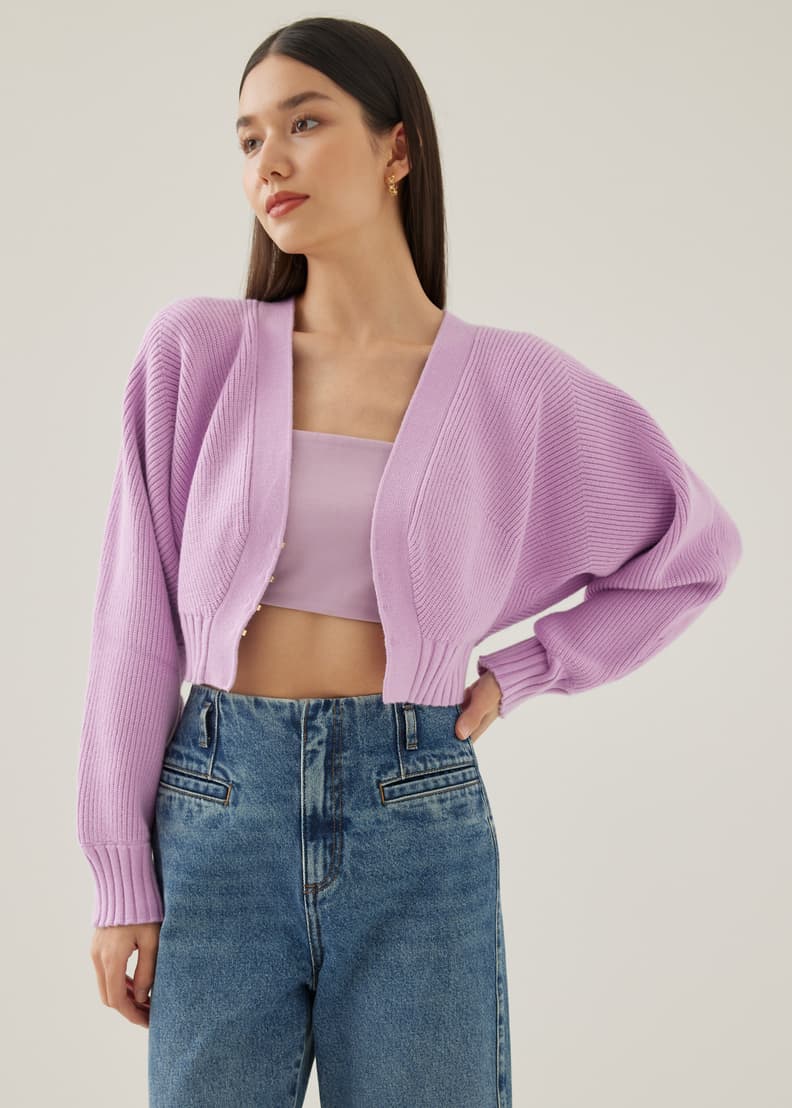 Purple hot sale crop cardigan