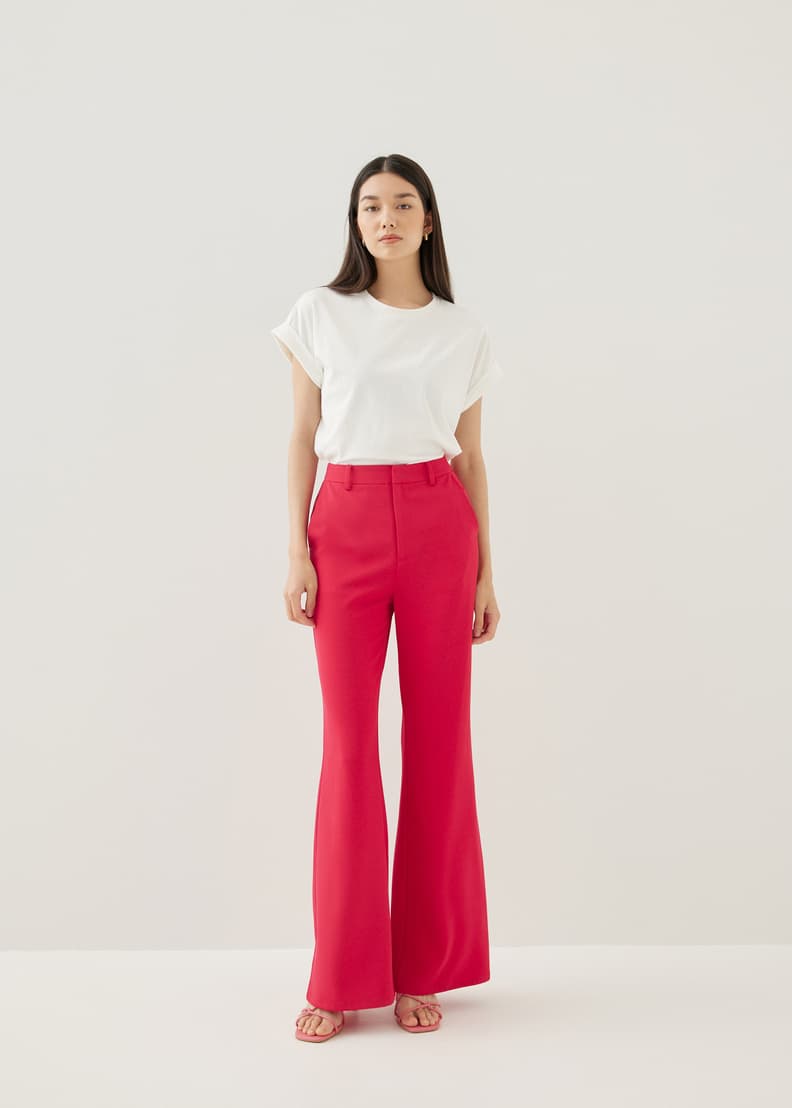 Red online flare pants