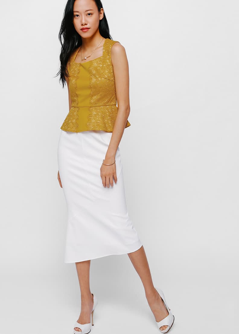Buy Lotaya Lace Trim Peplum Top Love Bonito Malaysia Shop