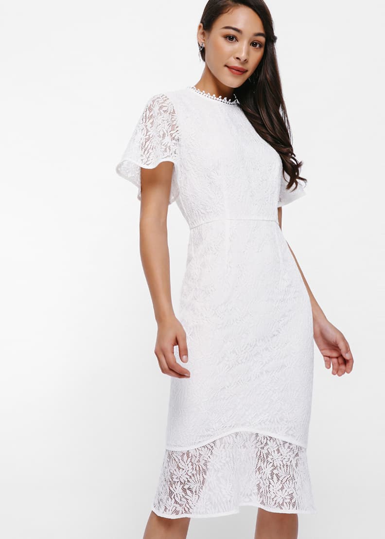 Lace panel midi dress outlet