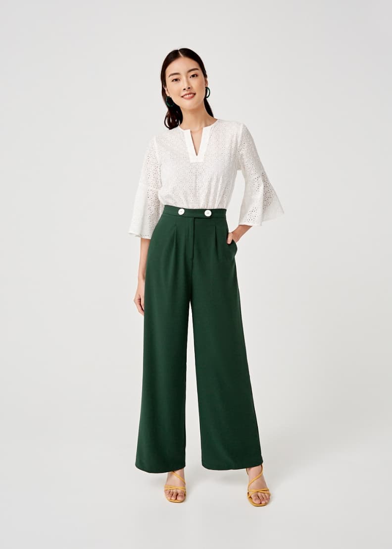 Orabelle Button Front Wide Leg Pants