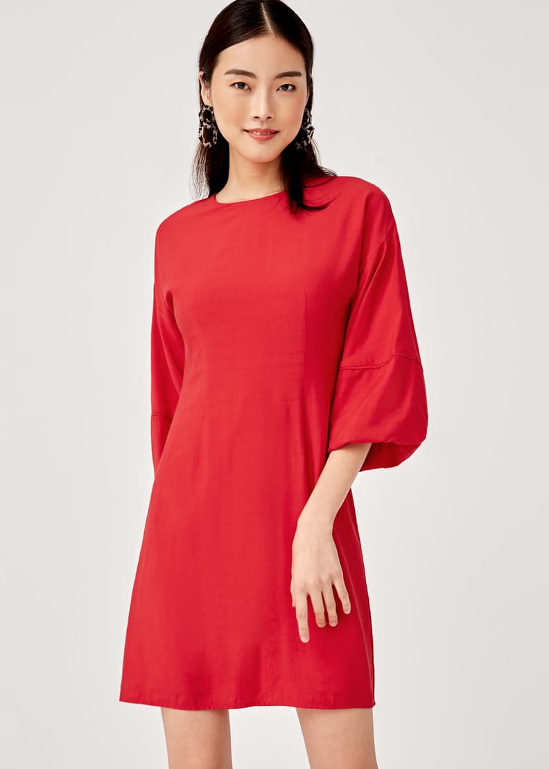【美品】BALLOON SLEEVE I LINE DRESS SIBONEY Striped A-Line Dress with Collar Ruffle Hem Long