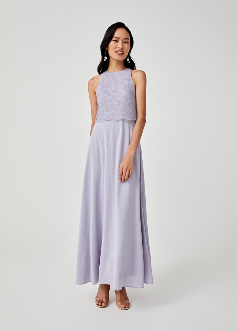 Lace overlay maxi dress 2025