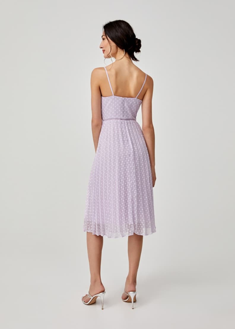 Hailey Pleated Dobby Dot Camisole Dress | Love, Bonito SG