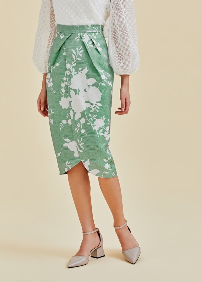 Buy Avalon Jacquard Foldover Pencil Skirt Love Bonito Shop