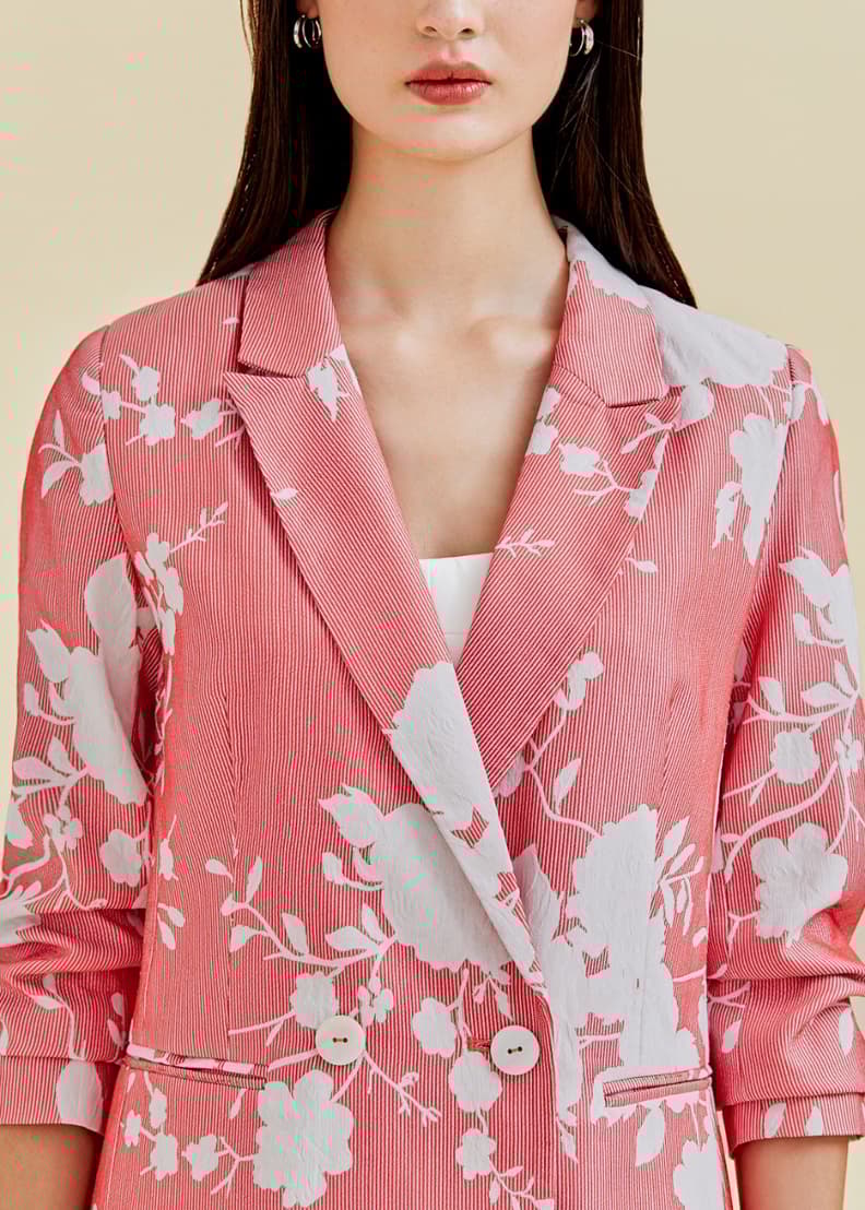 Red floral blazer womens sale