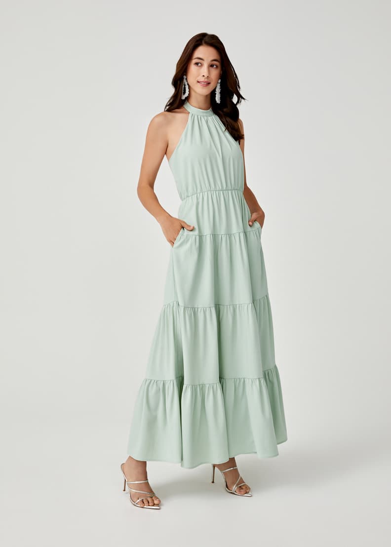 Halter neck maxi top