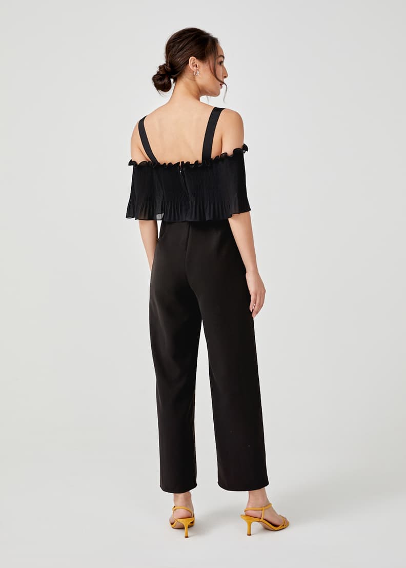 Pleated overlay best sale jumpsuit