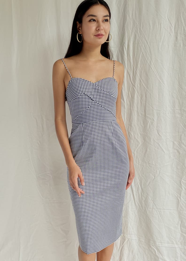 Gingham bodycon top dress