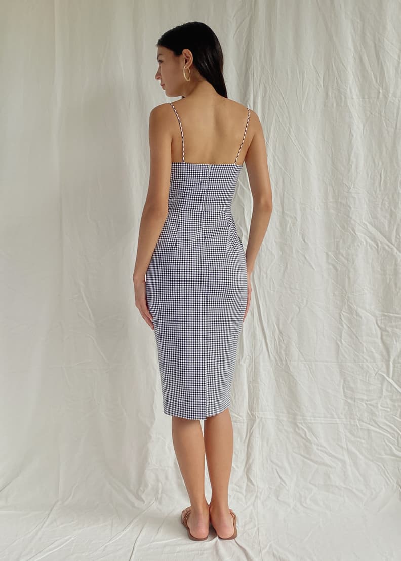 Gingham fitted dress store