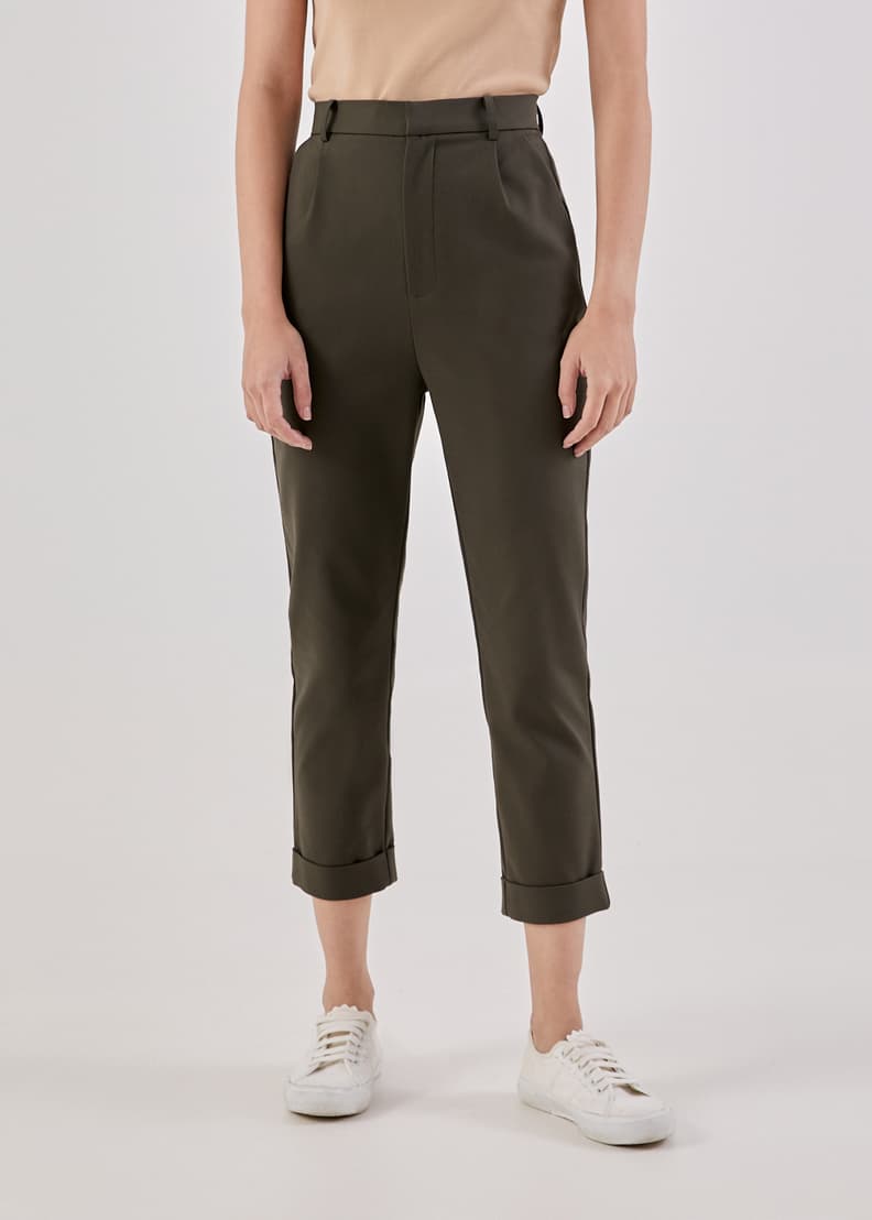 Check peg leg trousers online