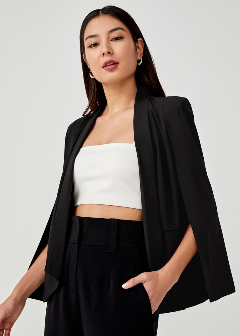 Cropped top cape blazer