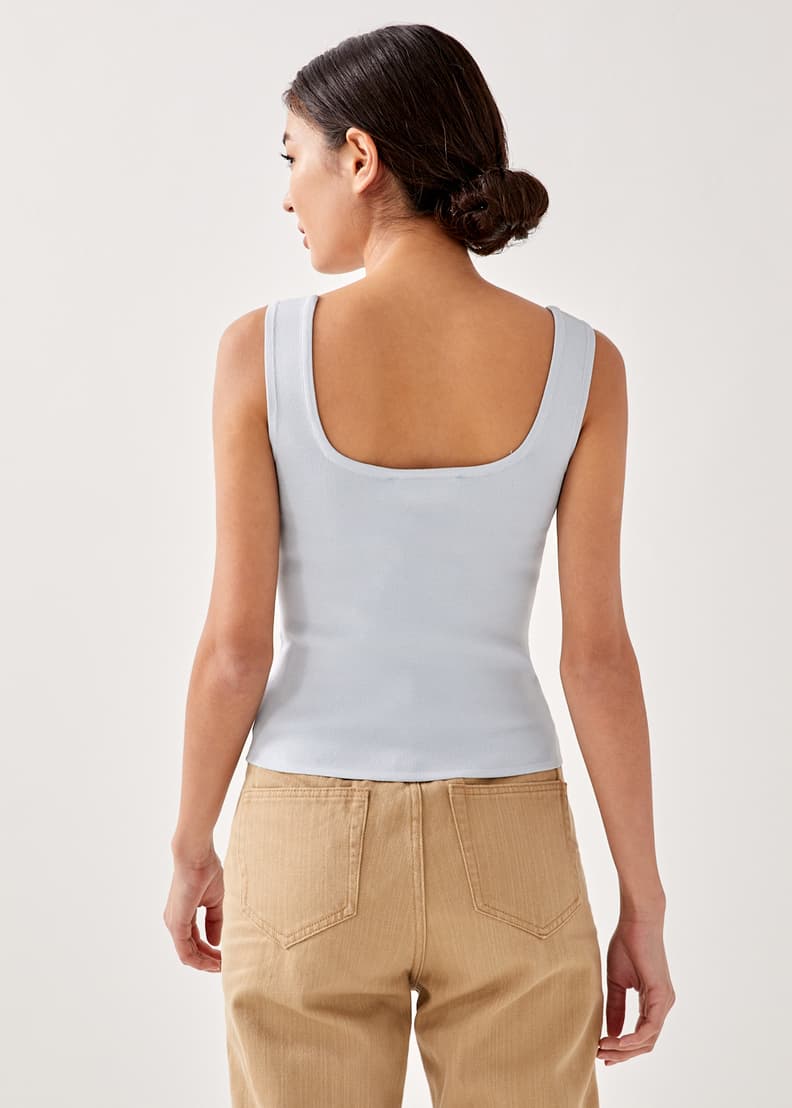Square neck knit top tank