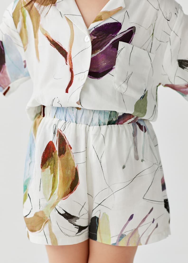 Buy Rowane Rayon Lounge Shorts in Protea Bloom Love Bonito