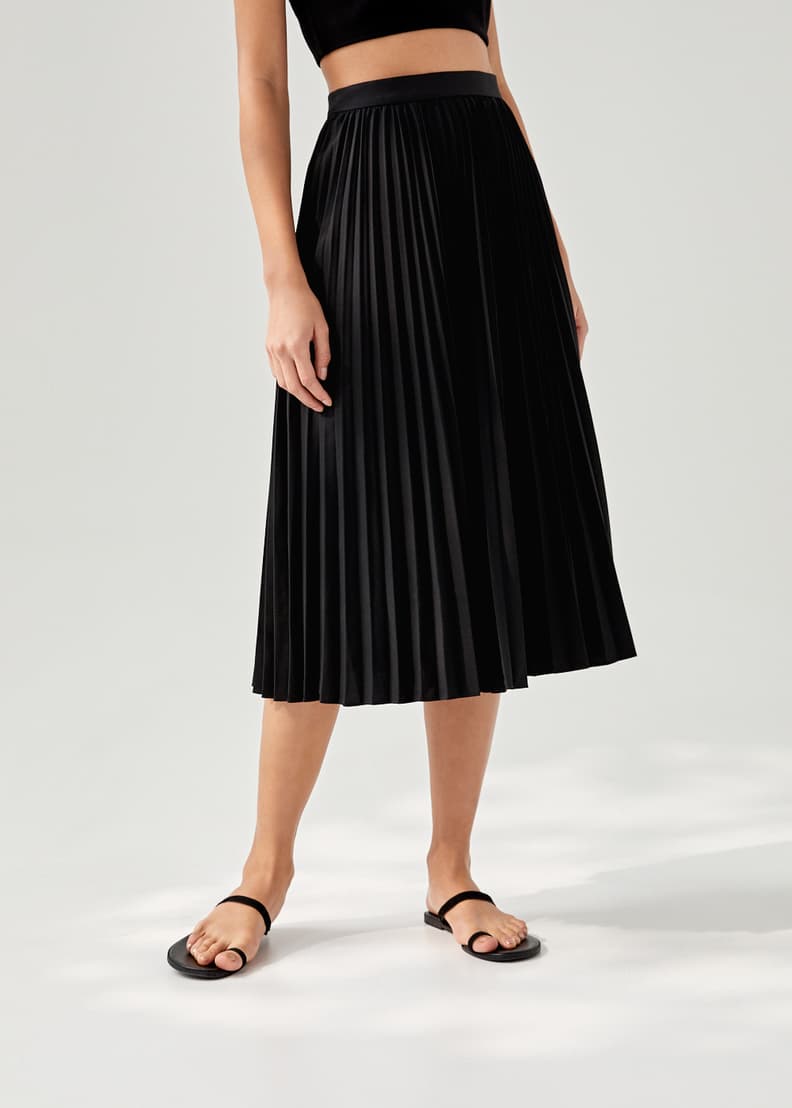 Elinie Pleated Midi Skirt Love Bonito ID