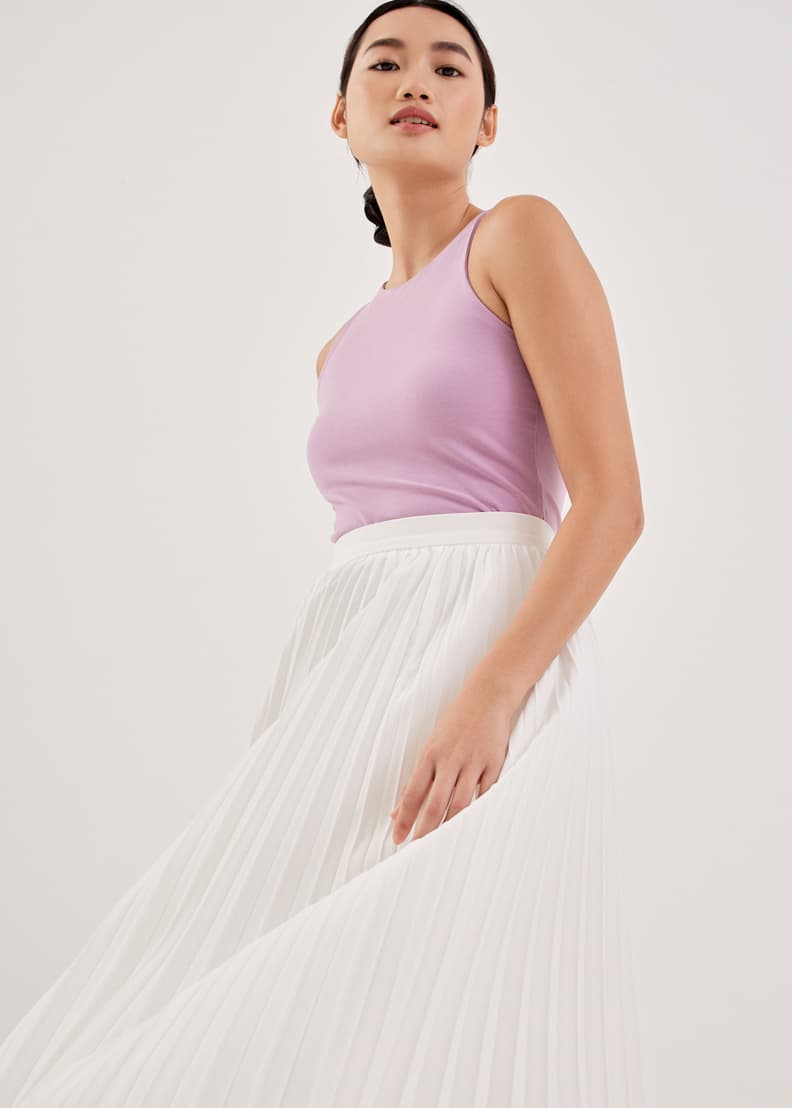 Pleated midi clearance skirt white