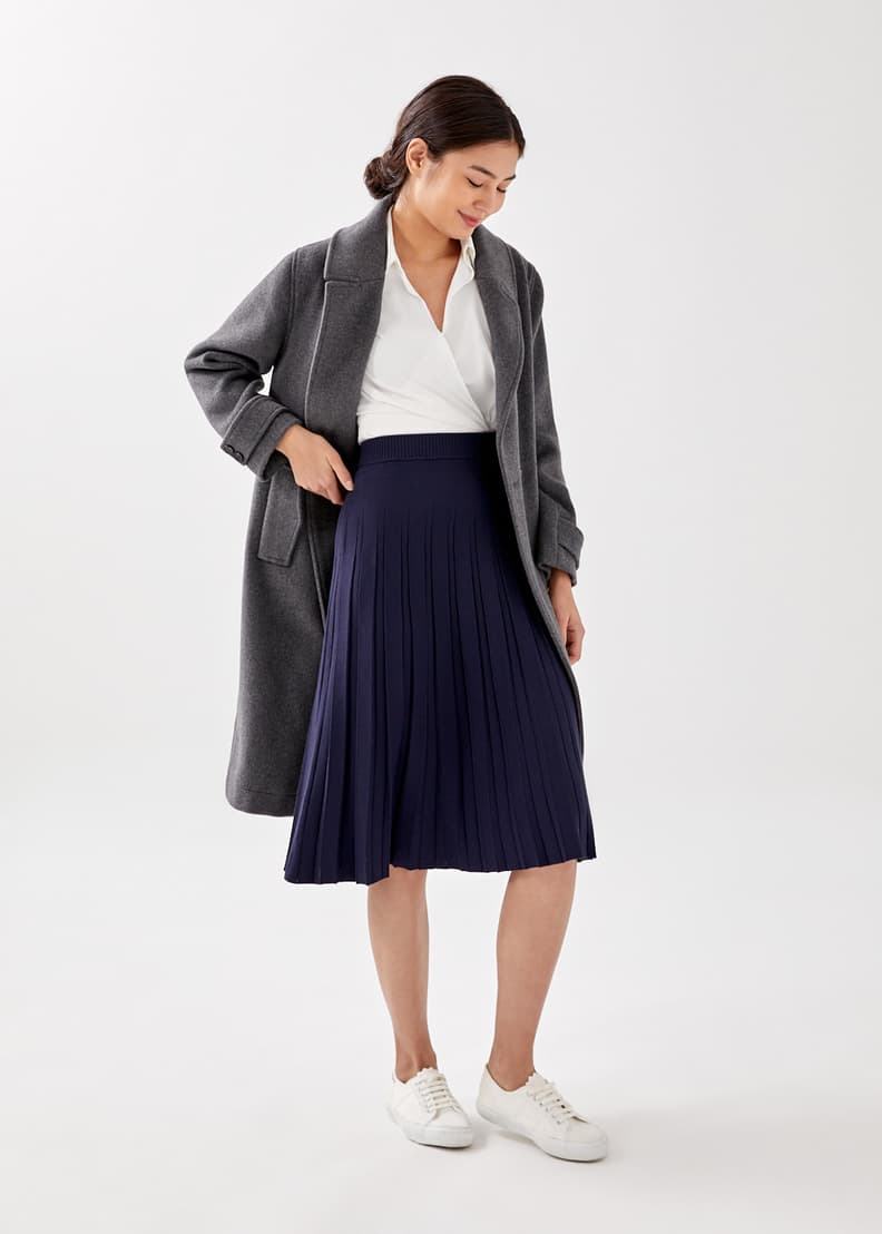 Clementina Pleated Knit Midi Skirt