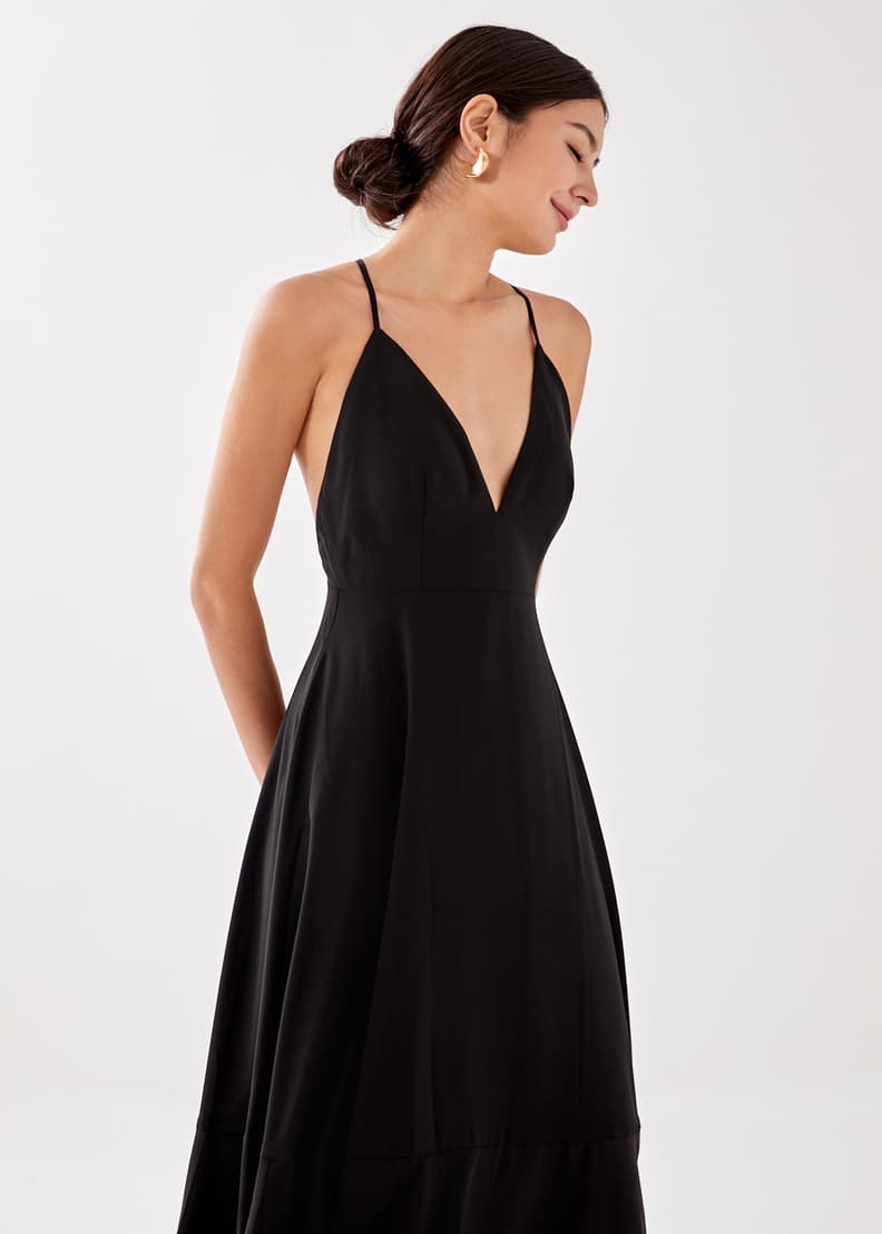 Plunge down midi shop dress