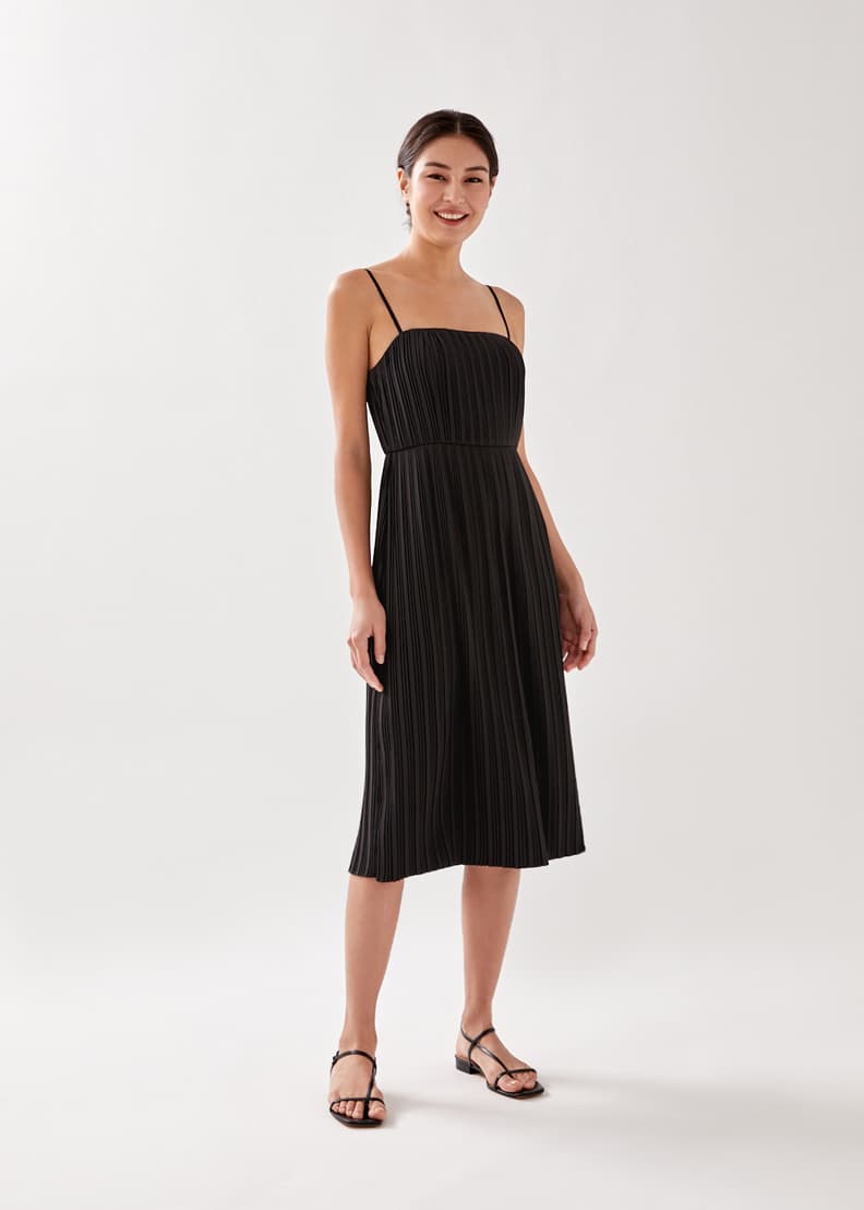 Sybella Padded Pleated Camisole Midi Dress Love Bonito US