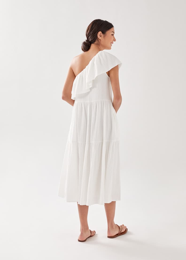 Off the shoulder top ruffle midi dress