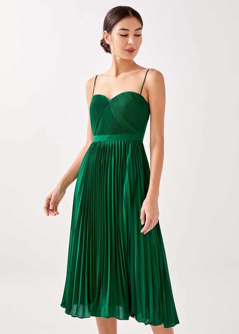 Buy Everetti Padded Pleated Midaxi Dress @ Love, Bonito Singapore | Shop  Women's Fashion Online | Love, Bonito SG