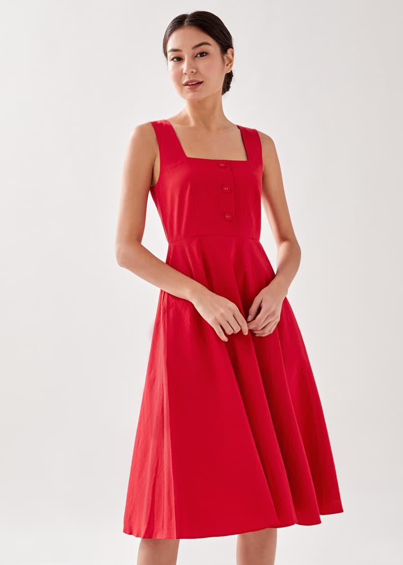 Red 1 piece discount dress